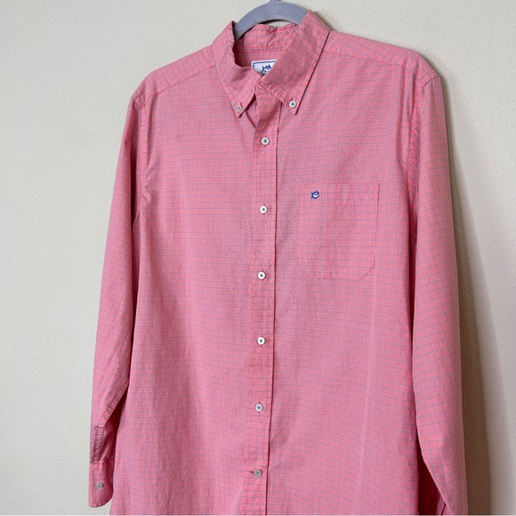 Southern Tide Men’s South of Broad Plaid Sport Shirt in Sunset size M - Picture 2 of 7